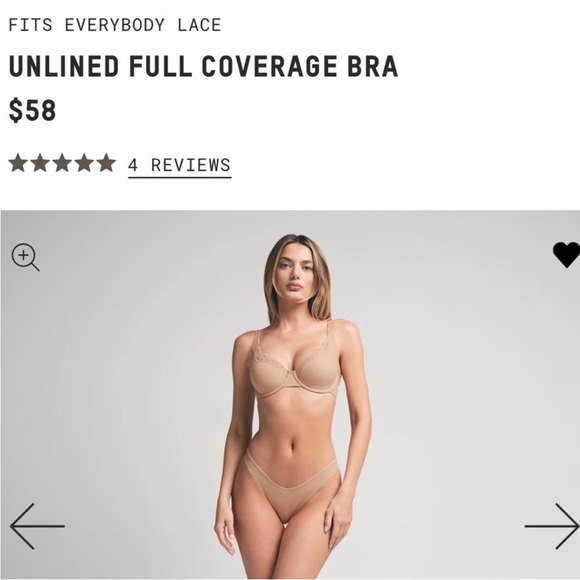 SKIMS Fits Everybody Lace NWT Unlined Full‎ Coverage Bra  - color Clay 40DDD - Picture 8 of 8